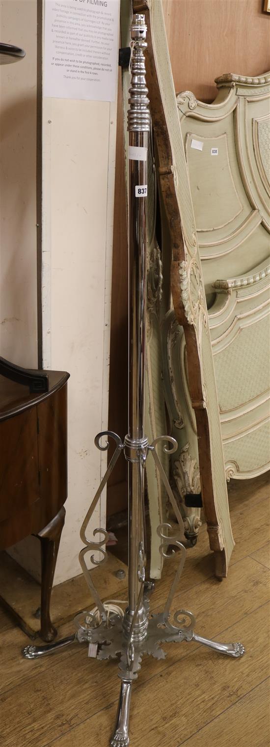 A silvered bronze standard lamp W.48cm